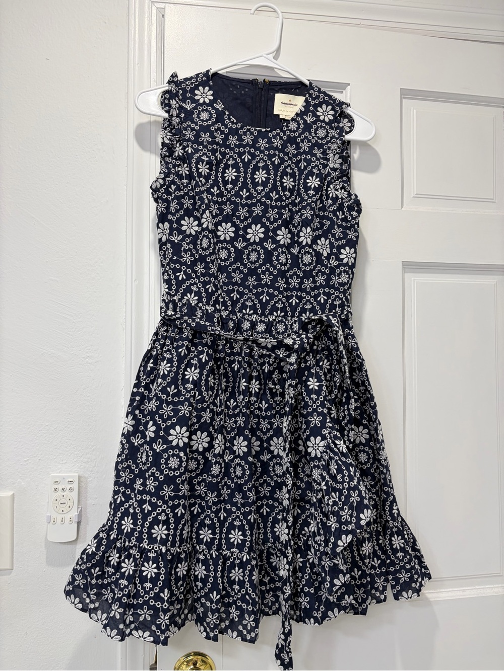 kate spade Navy and White Floral Ruffle Tie-Waist Mini Dress - Picture 2 of 5